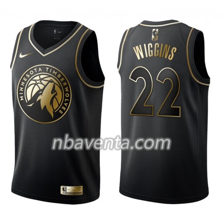 Camiseta Hombre Minnesota Timberwolves Andrew Wiggins 22 Nike Negro Golden Edition Swingman